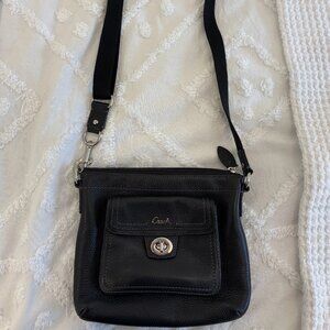 Black Coach Bag with Silver Hardware